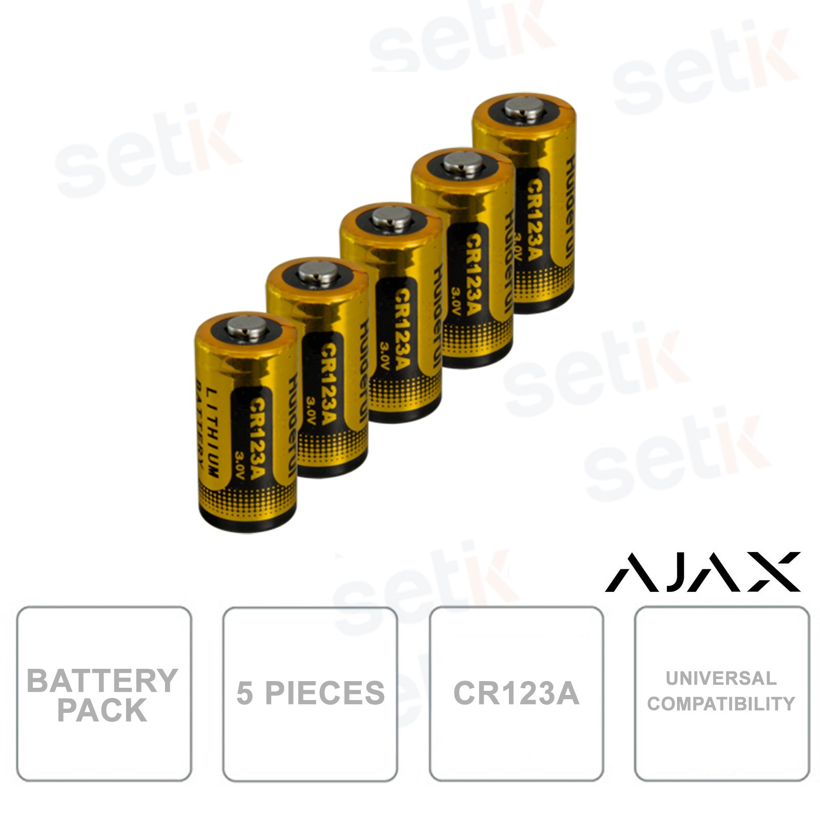 AJ-BATTERYX5 - Batterie Ajax 5 pièces CR123A piles universelles