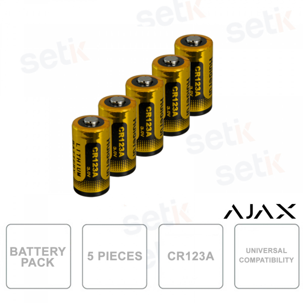 Pack de piles CR123A, 5 pièces, universelles, compatibles avec Ajax