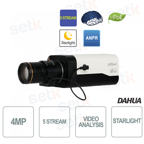 Caméra IP intérieure AI Dahua Boxed 4MP Starlight Analyse vidéo PoE