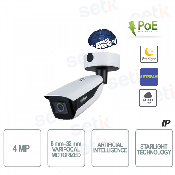 Starlight 5 Stream ANPR 80MT IR Motorized PoE AI 4MP IP Camera - Dahua