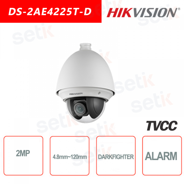 Telecamera Hikvision 4in1 Allarme DARKFIGHTER 2.0MP 4.8-120mm Turbo Speed Dome 2MP
