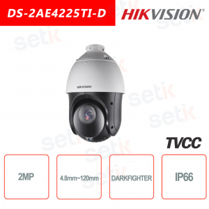 Cámara Hikvision 4in1 IR 100 metros DARKFIGHTER 2.0MP 4.8-120mm Turbo Speed Dome 2MP