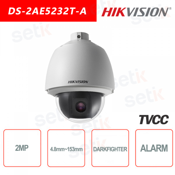 Alarme de caméra Hikvision 4in1 DARKFIGHTER 2.0MP 4.8-153mm Speed Dome 2MP