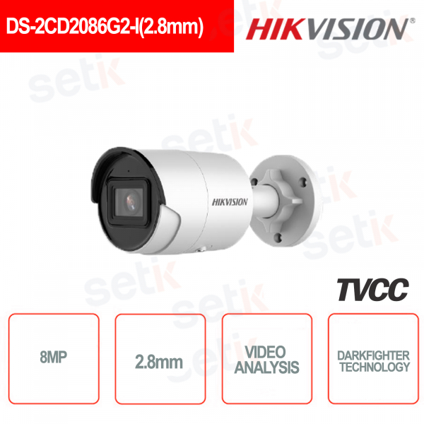 Cámara Hikvision IP PoE 4K ULTRA HD IR H.265 + Cámara Bullet 8MP