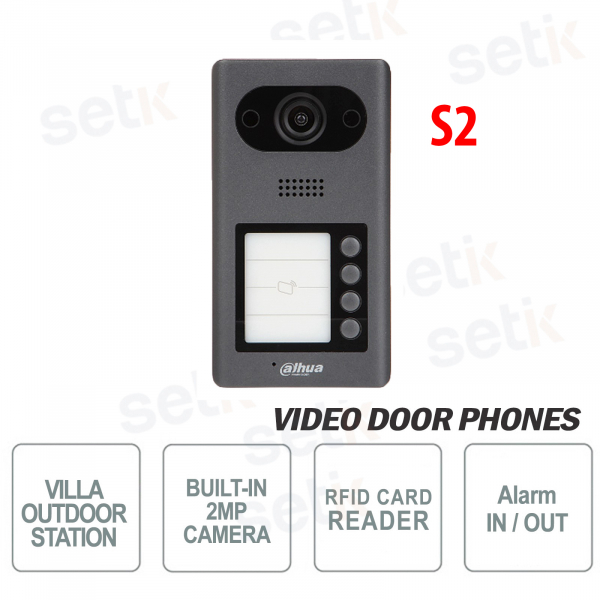 Interphone vidéo ip poe dahua caméra 2 mp 4 boutons et lecteur s2 rfid