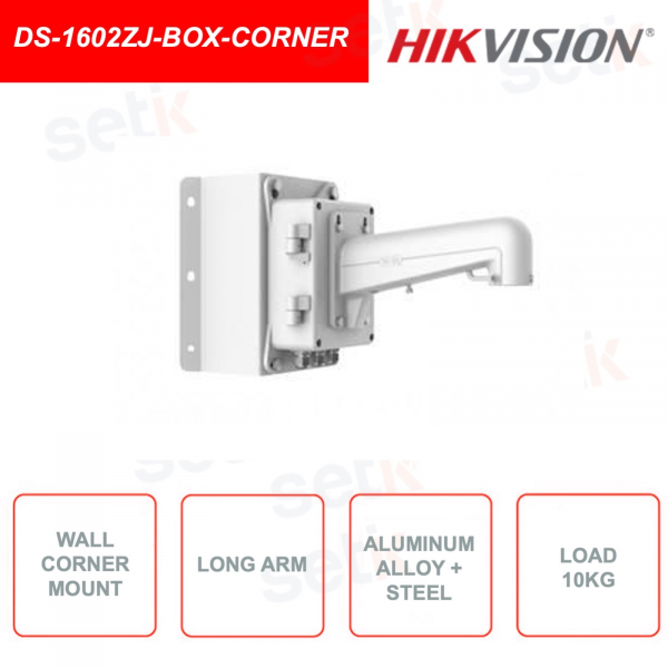 Corner bracket with junction box for HIKVISION DS-1602ZJ-BOX-CORNER speed dome cameras