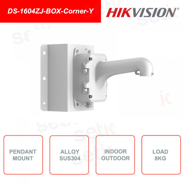 Suspension d'angle HIKVISION DS-1604ZJ-BOX-Corner-Y pour une utilisation intérieure et extérieure de caméras dôme rapide