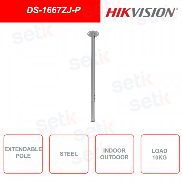 Extendable pole for ceiling mounting HIKVISION DS-1667ZJ-P, ideal for PTZ cameras.