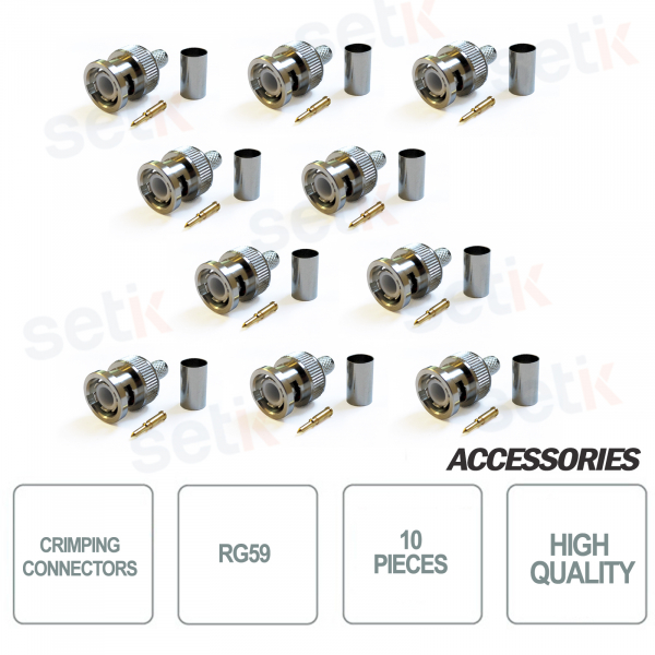 10X Crimp-BNC-Steckverbinder für RG59-Kabel und 10 Stück Überwachungskameras