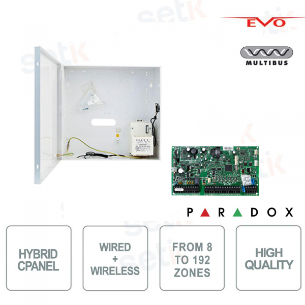 Panel de control de alarma expandible híbrido de 8 zonas Paradox EVO192 192