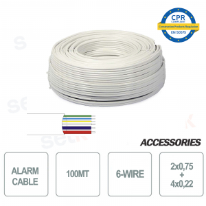 Skein 100 meters alarm cable 6 wires 4 + 2 2x0 75 4x0 22 for installation and security systems