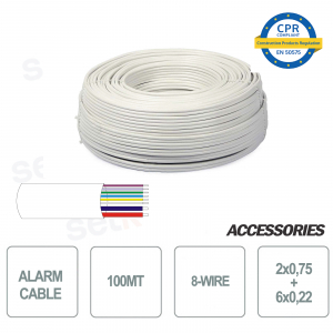 100 meter hank of 8 wire alarm cable 6+2 2x0 75 6x0 22 for installation and security systems