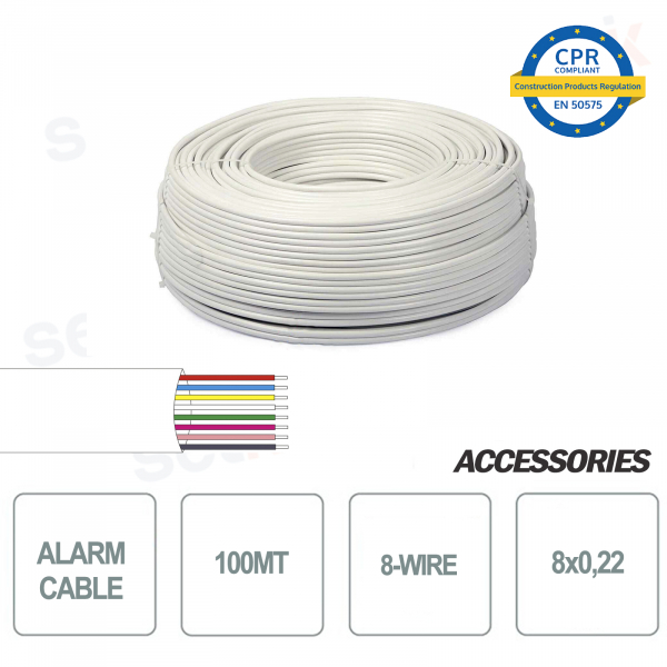 100 meter hank of 8 wire alarm cable 8x0 22 for installation and security systems