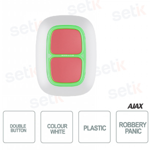 Dispositif antivol sans fil Ajax DoubleButton Jeweller blanc : sécurité avancée et autonomie de 5 ans.