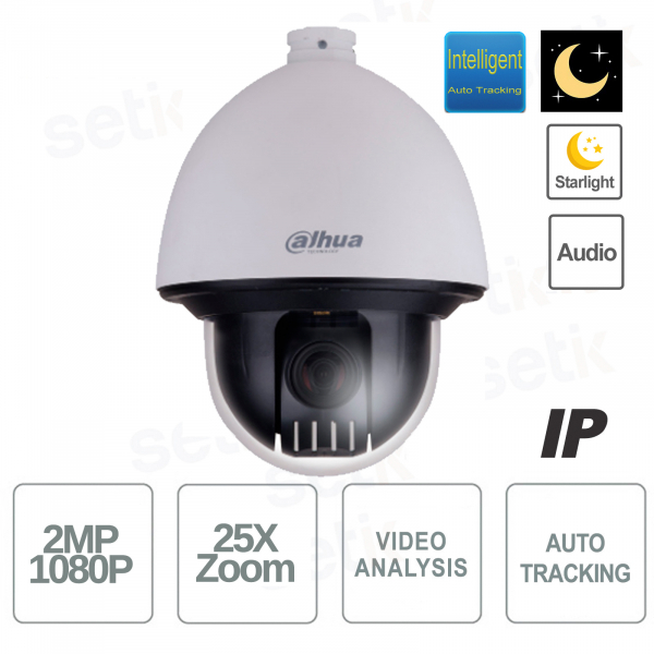 Cámara IP ONVIF® PoE Dahua Speed Dome PTZ 2MP 25X Starlight WDR Seguimiento automático