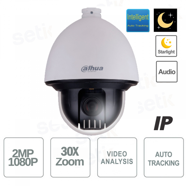 Cámara IP ONVIF® PoE Dahua Speed Dome PTZ 2MP 30X Starlight WDR Seguimiento automático