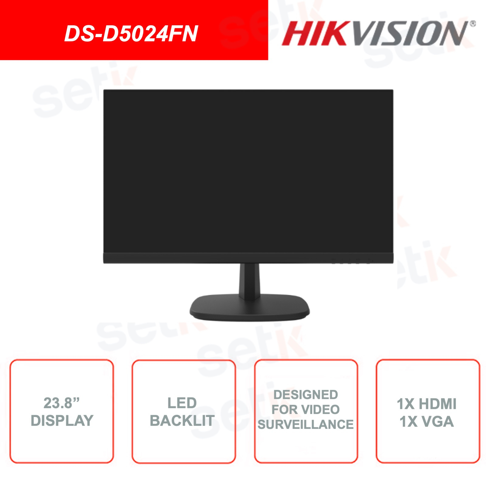 MONITOR 24 PULGADAS LED RETROILUMINACION FULL HD HDMI/VGA 24/7 DS-D5024FN