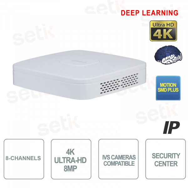 Enregistreur IP Dahua NVR 8 canaux 4K 8MP pour caméras de vidéosurveillance