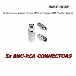 5 x BNC Female to RCA Female CCTV connectors - 5XBNCF-RCAF