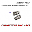 5 x BNC Male to RCA Female Connectors for CCTV - Audio/Video