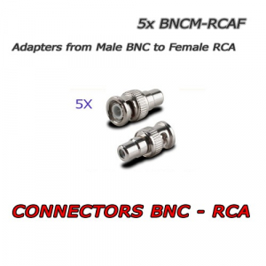 Conectores macho 5X BNC a RCA hembra para CCTV Audio / Video
