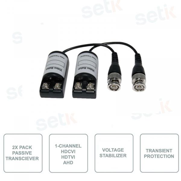 Émetteurs passifs - Pack de 2 pièces - 1 canal vidéo - HDCVI - HDTVI - AHD pour paire torsadée -