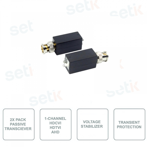Paquete de 2 transmisores pasivos HYUNDAI HYU-160 - 1 canal de video - HDCVI - HDTVI - AHD