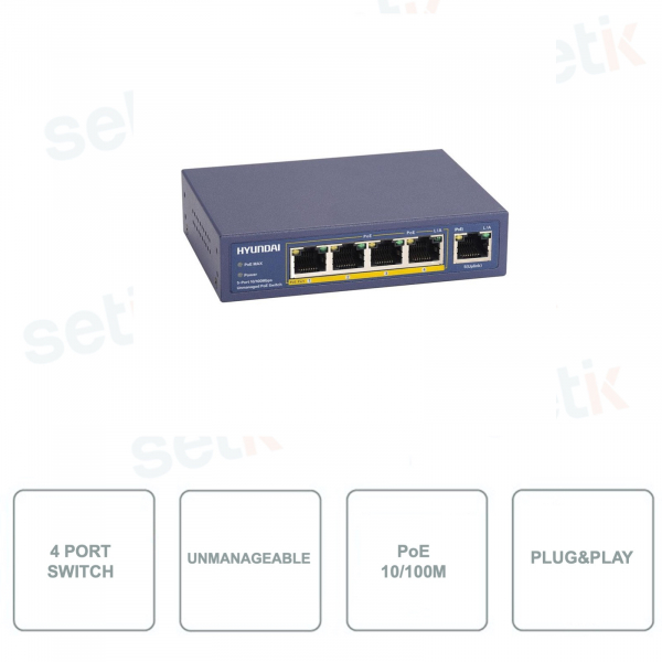 4 Port Unmanageable Switch - PoE Power Over Ethernet - 10 / 100MB - HYU-262