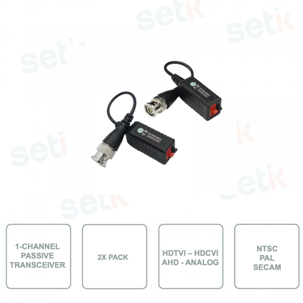 Passiver 1-Kanal-Balun - HD-CVI / HD-TVI / AHD / ANALOG-Format kompatibel - HYUNDAI HYU-2834 - Packung mit 2 Stück