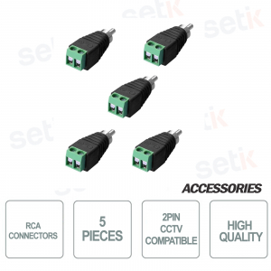 2 PIN Male RCA Connector for CCTV Audio / Video