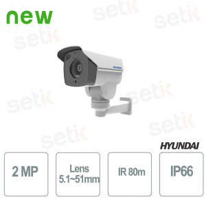 Caméra Bullet Onvif IP PTZ 2MP Objectif motorisé 5,1 ~ 51 mm intelligent IR 80 m Hyundai