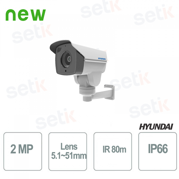 Onvif IP PTZ bullet camera 2MP Motorized lens 5.1 ~ 51 mm smart IR 80 m Hyundai