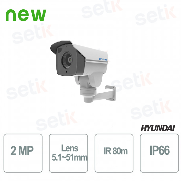 Cámara bala Onvif IP PTZ 2MP Lente motorizada 5.1~51 mm smart IR 80 m Hyundai