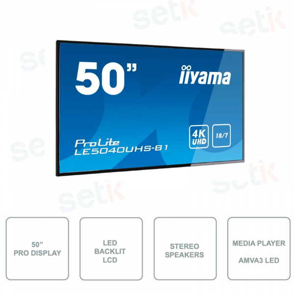 LE5040UHS-B1 - Monitor Professionale IIYAMA - 50 Pollici - 4K UHD - AMVA3