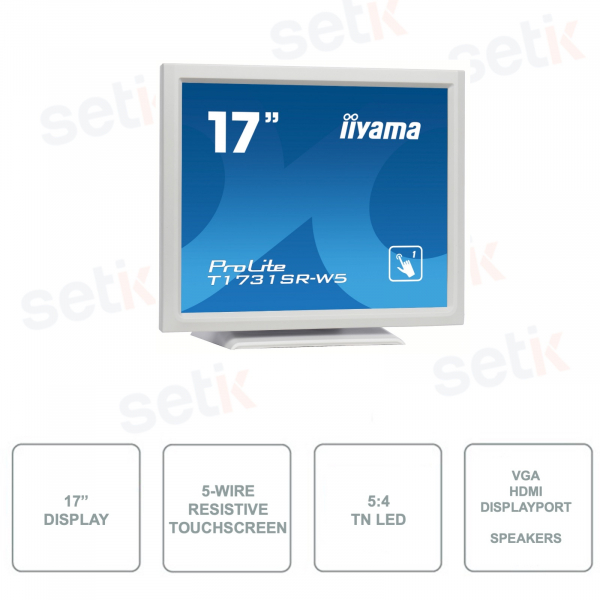 IIYAMA - T1731SR-W5 - Monitor 17 Pollici - Touchscreen Resistivo - 5-Wire Technology - TN LED - 5:4 - Speakers