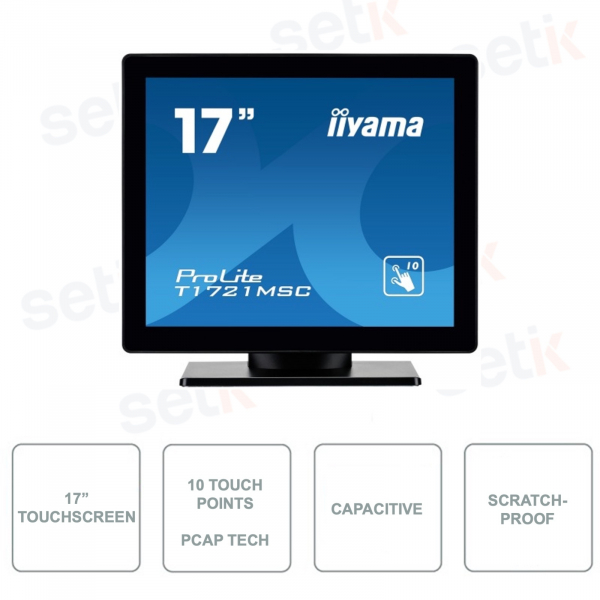 Prolite T1721MSC-B1 - IIYAMA - 17 Inch Touchscreen Monitor - TN LED - PCAP Technology - Anti-scratch - 10 Touch Points