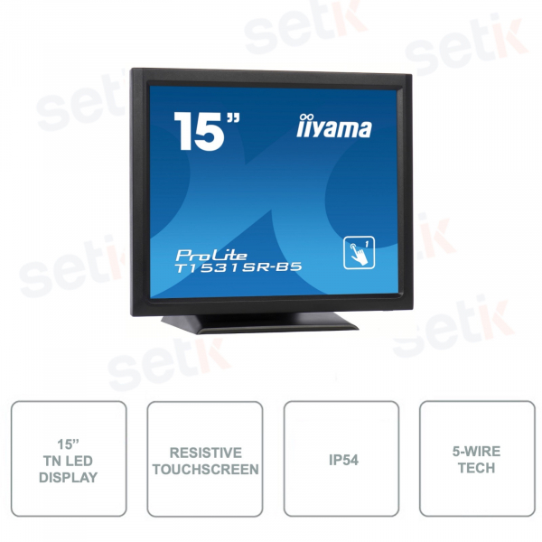 IIYAMA - T1531SR-B5 - 15 Inch Monitor - Touchscreen - Resistive - 5-Wire Technology - IP54 - TN LED