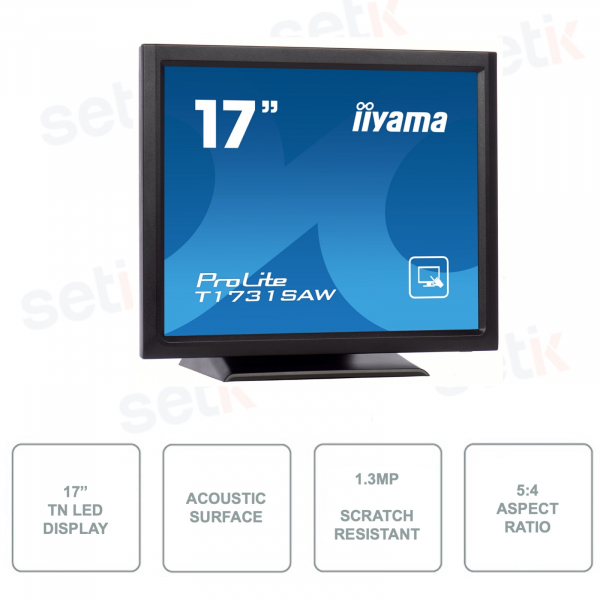 IIYAMA - T1731SAW-B5 - 17 Inch Monitor - SAW Surface Acoustic Wave - TN LED - 5: 4 - IP54 - Touchscreen