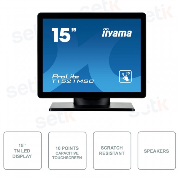 T1521MSC-B1 - IIYAMA 15 Inch Monitor - 10 Points Touchscreen - TN LED - With Speakers