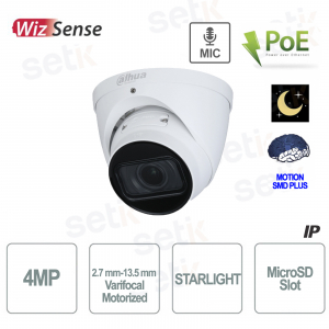 Caméra IP AI motorisée Starlight 4MP WDR Audio PoE - Dahua