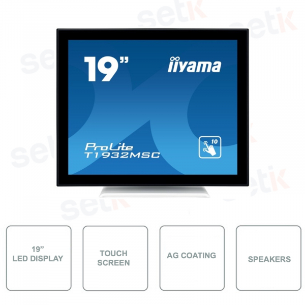 T1932MSC-W5AG - IIYAMA - 19 Inch Monitor - IPS LED - Antiglare - With Speakers - 10 Point Touchscreen