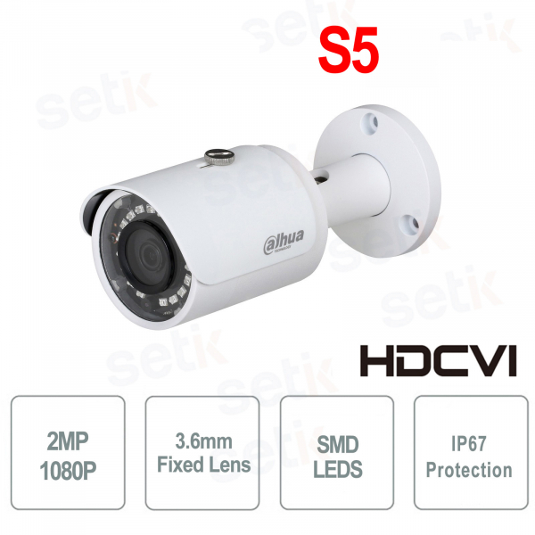 Caméra SMD IP67 HDCVI Bullet 2MP Full HD 3,6 mm - S5 - Dahua