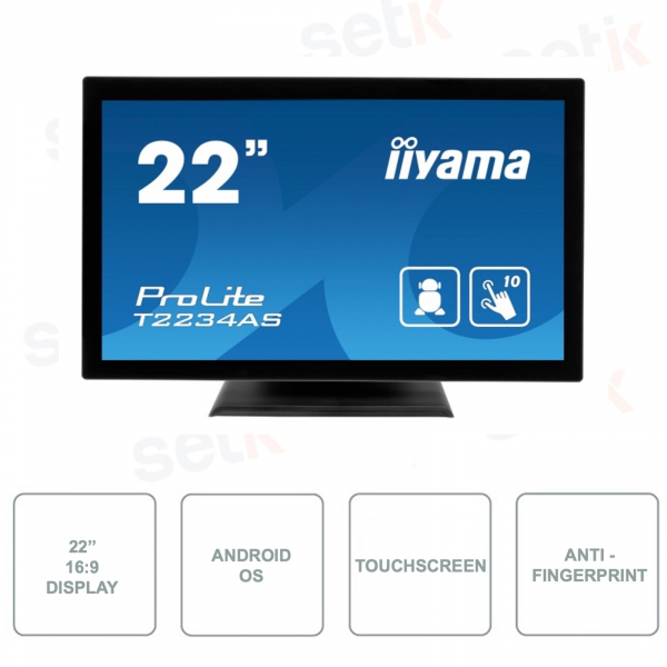 T2234AS-B1 - IIYAMA - Monitor LED IPS - 21,5 pulgadas - Pantalla táctil de 10 puntos - Tecnología antihuellas - Con altavoces