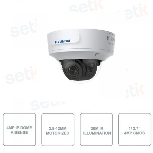 HYUNDAI - HYU-667 - 4MP AISENSE IP Dome Camera - 2.8-12mm Motorized Lens - Outdoor - Illumination up to 30m