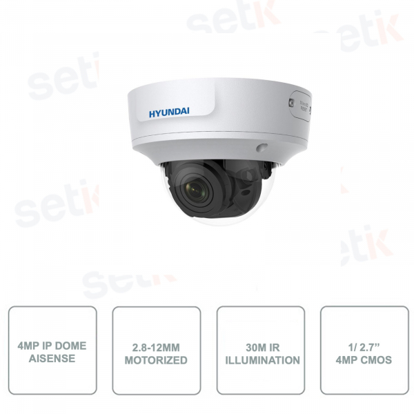 HYUNDAI - HYU-667 - 4MP AISENSE IP Dome-Kamera - 2,8-12 mm Motorobjektiv - Außen - Beleuchtung bis zu 30 m