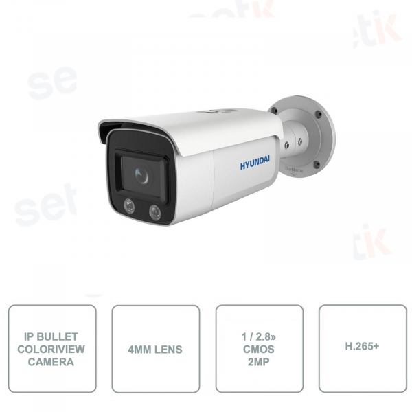 HYUNDAI - HYU-679 - Cámara Bullet IP de 2MP - Serie ColorView - Lente de 4 mm - Exterior - IR 30m