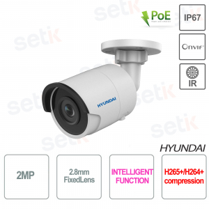 Telecamera IP Bullet da esterno IP67 - IR30M - 2MP - Ottica Fissa 2.8mm - CMOS 1/2.8 - Hyundai