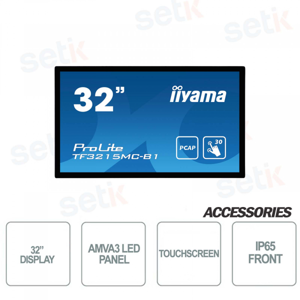 IIYAMA ProLite Monitor de pantalla táctil LED AMVA3 de 32 '' - 24 horas al día, 7 días a la semana
