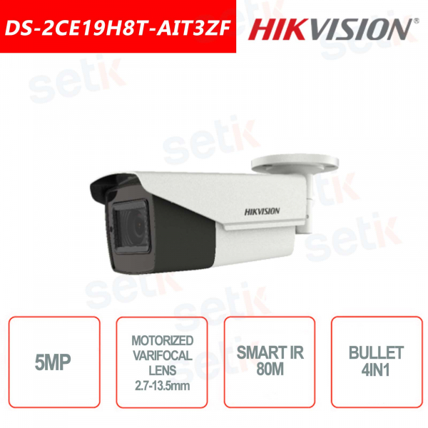 Cámara tipo bala de luz ultrabaja Hikvision 5MP 4in1-IR 80M