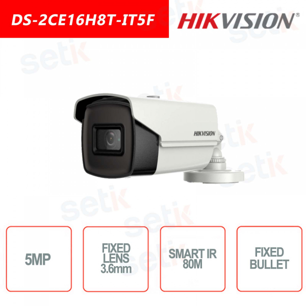Caméra Bullet Fixe Hikvision 5MP 4in1 - IR 80M - ICR